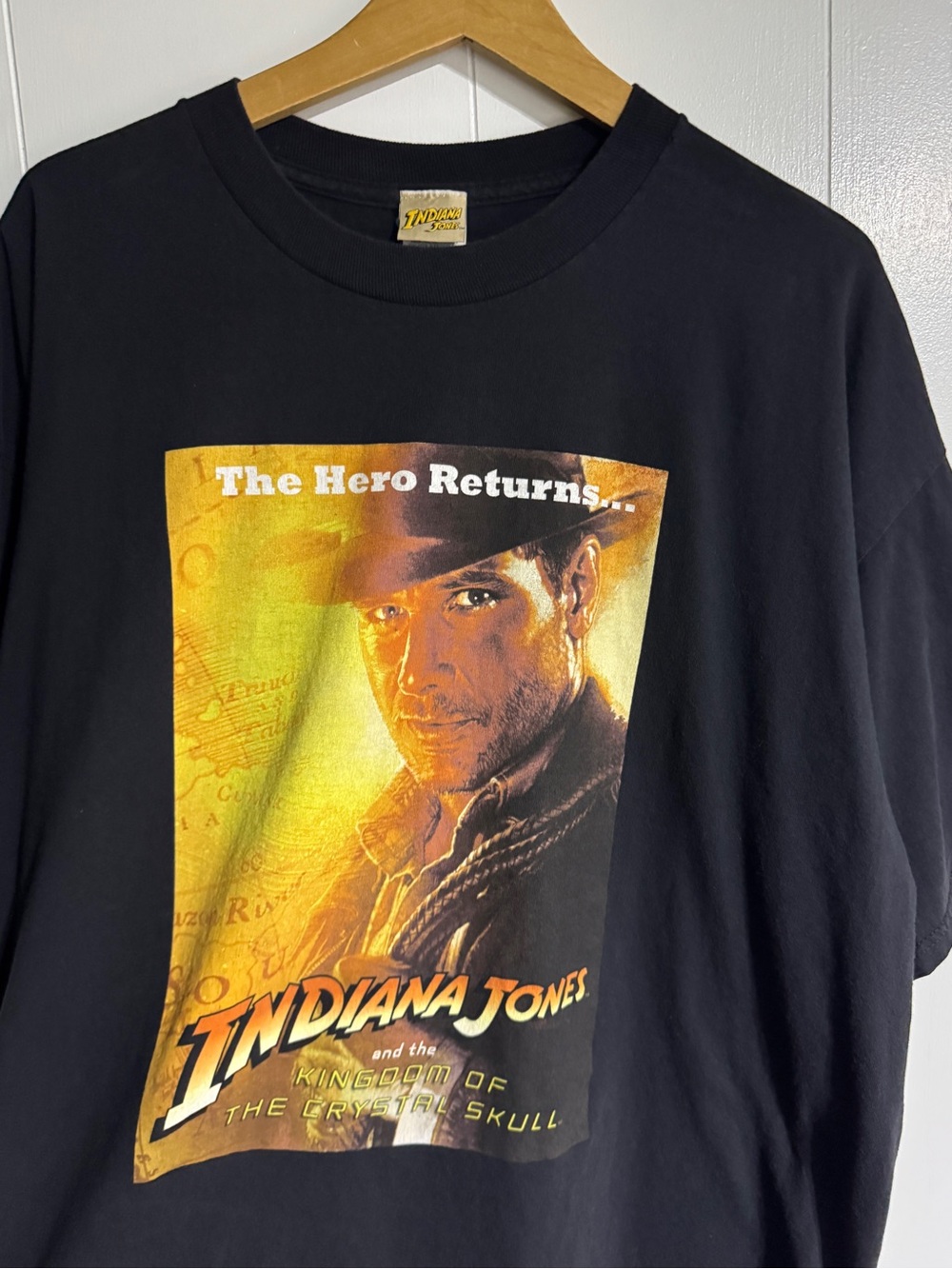 Vintage Indiana Jones T-Shirt 2XL Kingdom Of The Crystal Skull Promo Movie Tee
